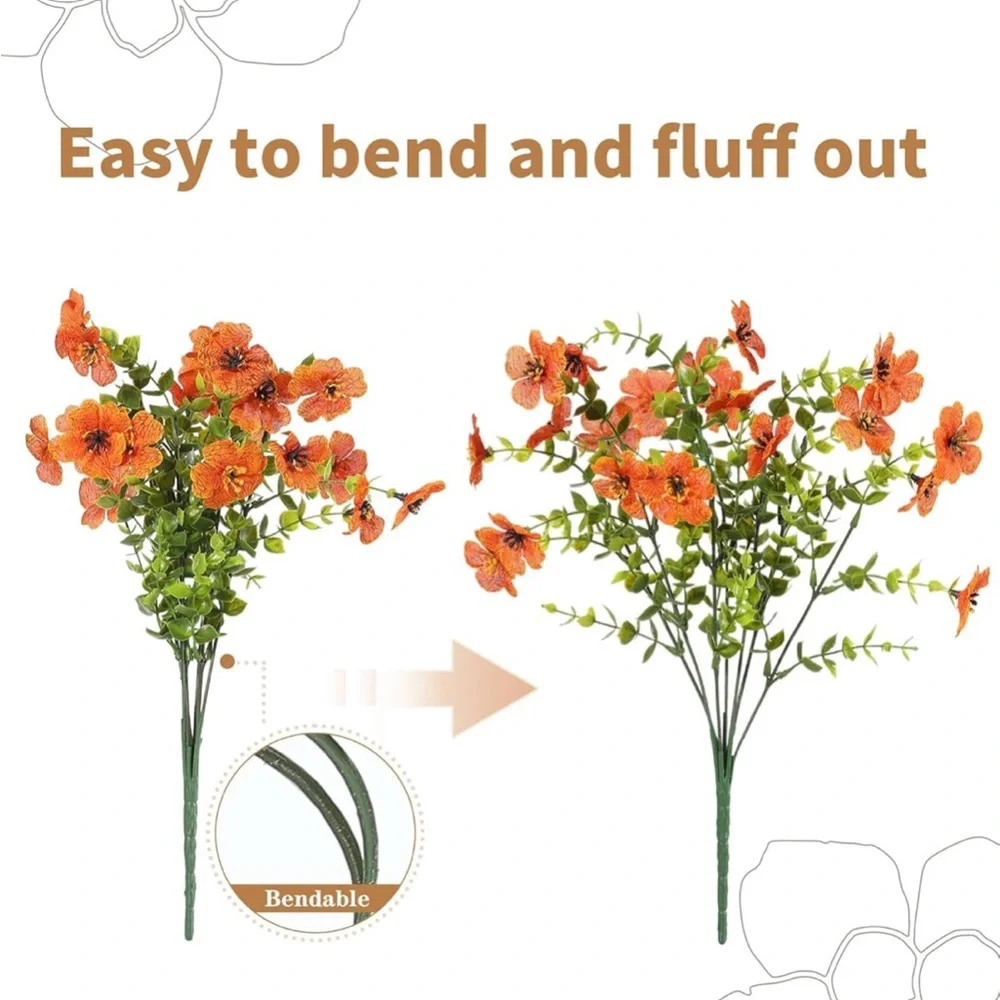 🧡🌼 Orange Faux Flowers - 12 Bundles